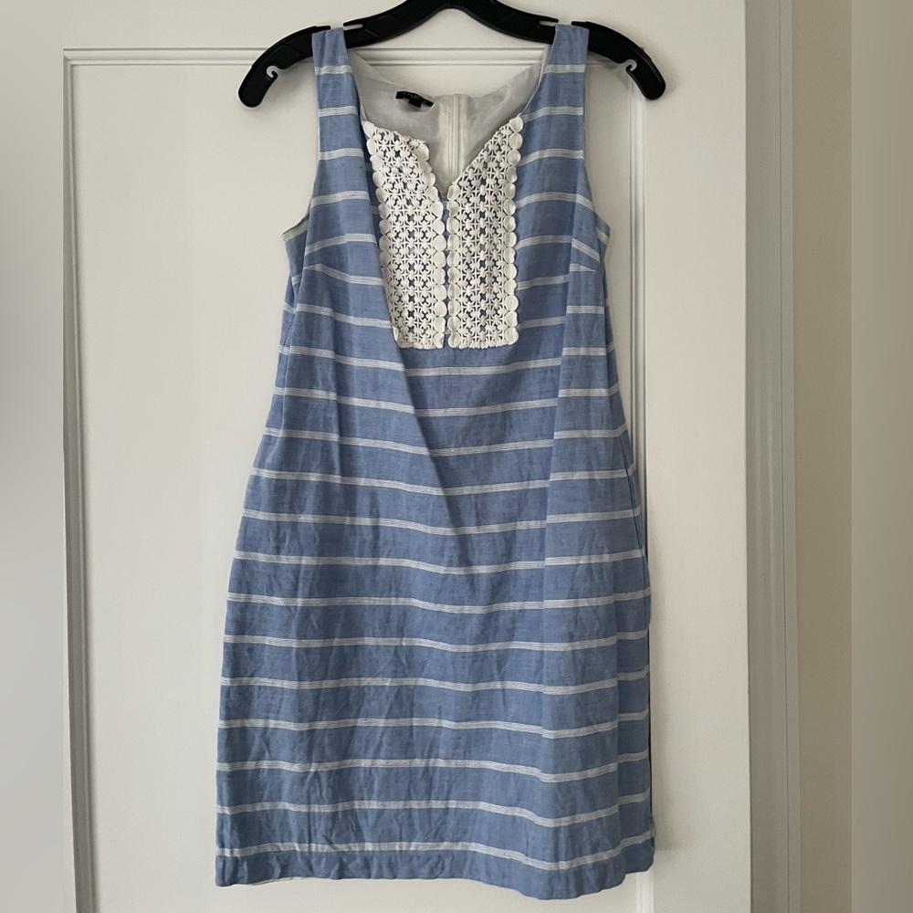 Talbot’s Blue Striped Cotton Linen Dress